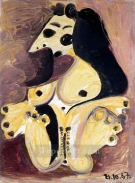  nude - Nude on mauve background face 1967 cubism Pablo Picasso
